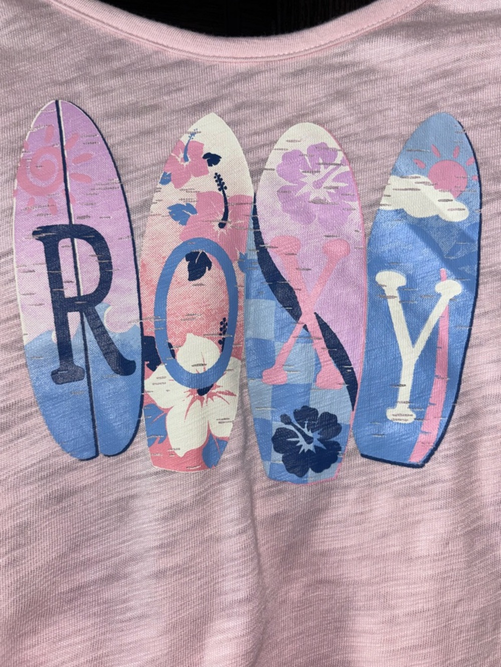 Roxy Pastel Pink Surfboard Graphic Tee & Striped Lounge Shorts set Girls Size 12 - Picture 3 of 9